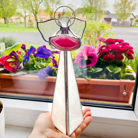 Anděl Klidu a Míru - achát svícen 20 cm