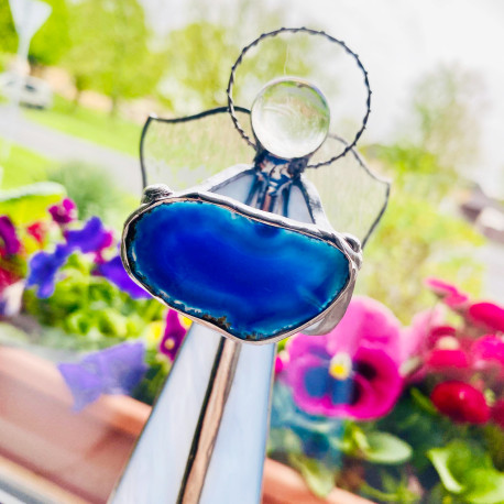 Anděl Klidu a Míru - achát svícen 20 cm