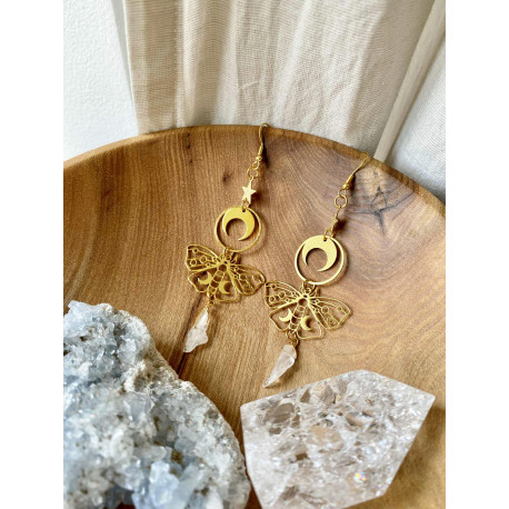 Boho náušnice Luna krytalky