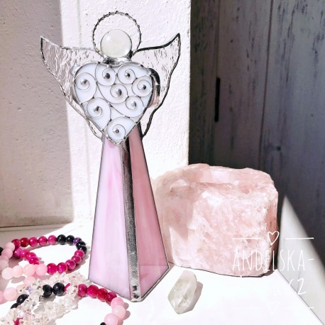 Anděl Lásky svícen vitráž velký